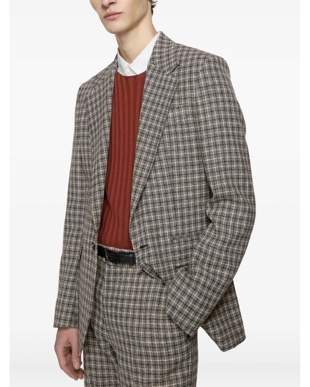 Acne Gray Checked Wool Blazer for men