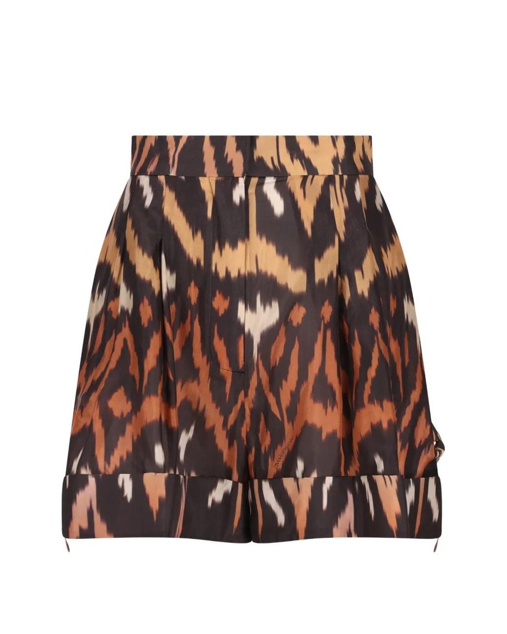 Zimmermann Brown Ikat-Print Silk Shorts