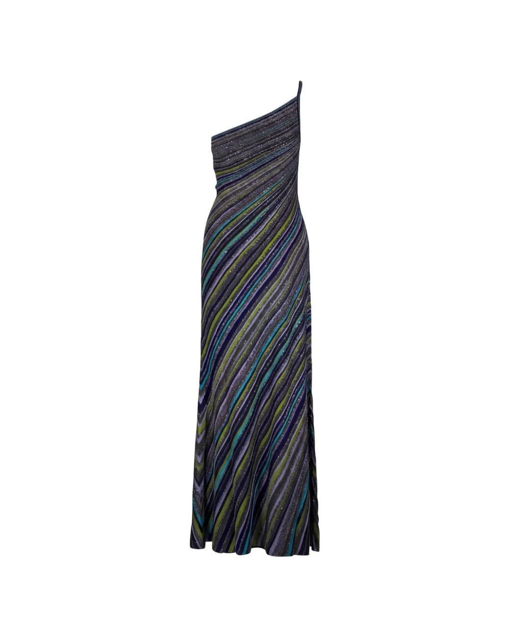 Missoni Blue Sequin-Embellished One-Shoulder Maxi Dress