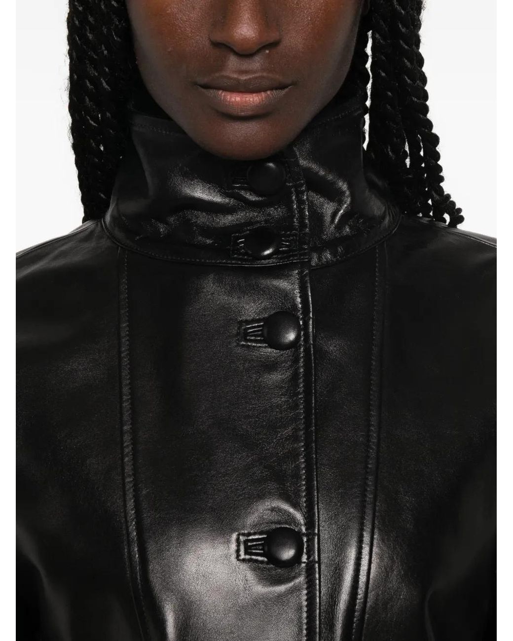 Sandro Black Oversized Leather Jacket
