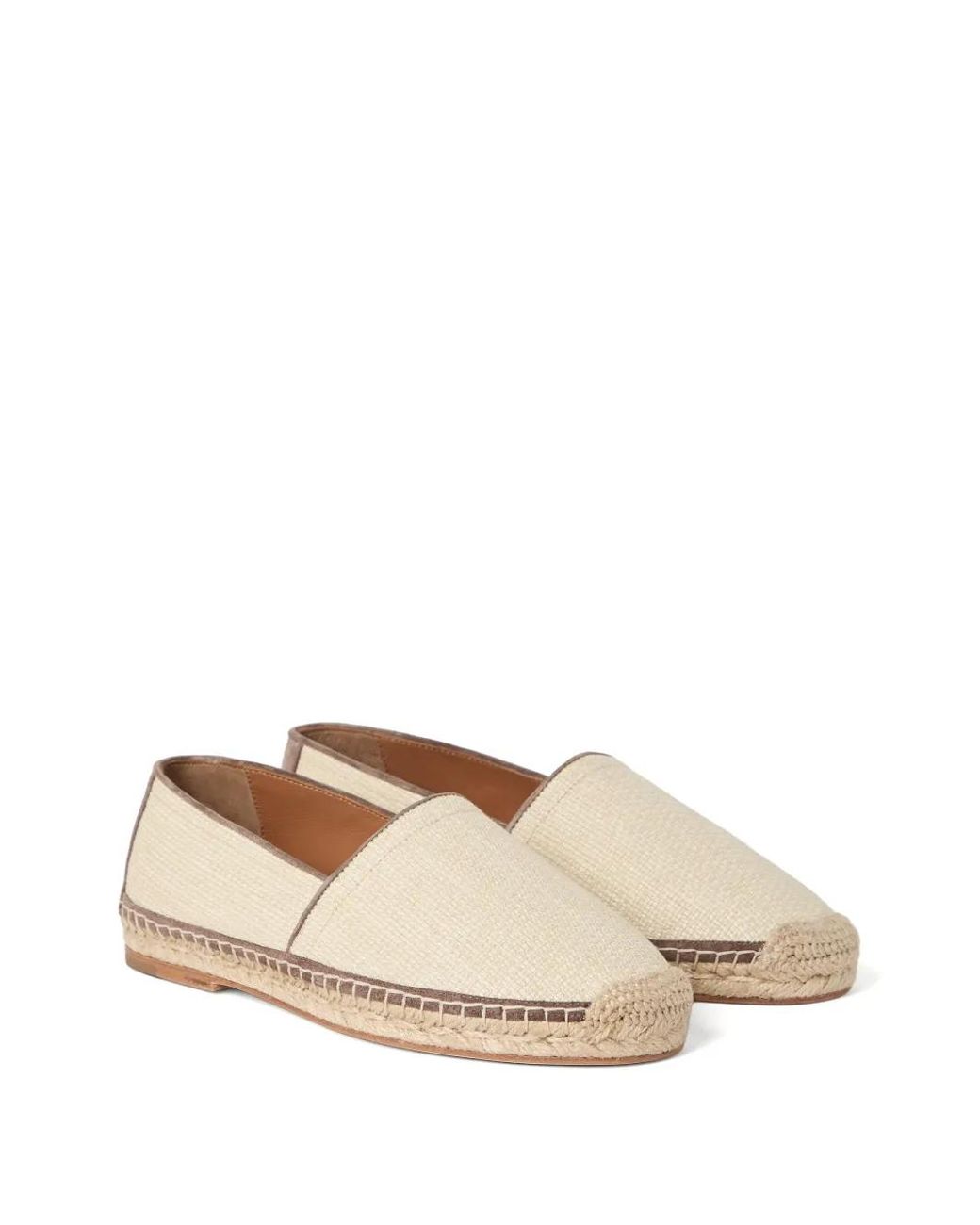Brunello Cucinelli Natural Raffia And Leather Espadrilles for men