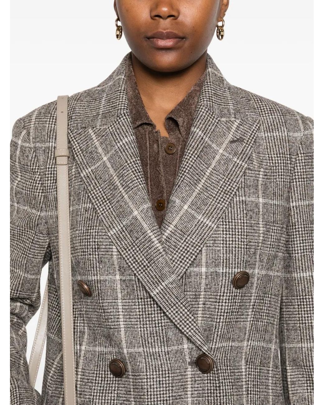 Brunello Cucinelli Geruite Blazer in het Gray