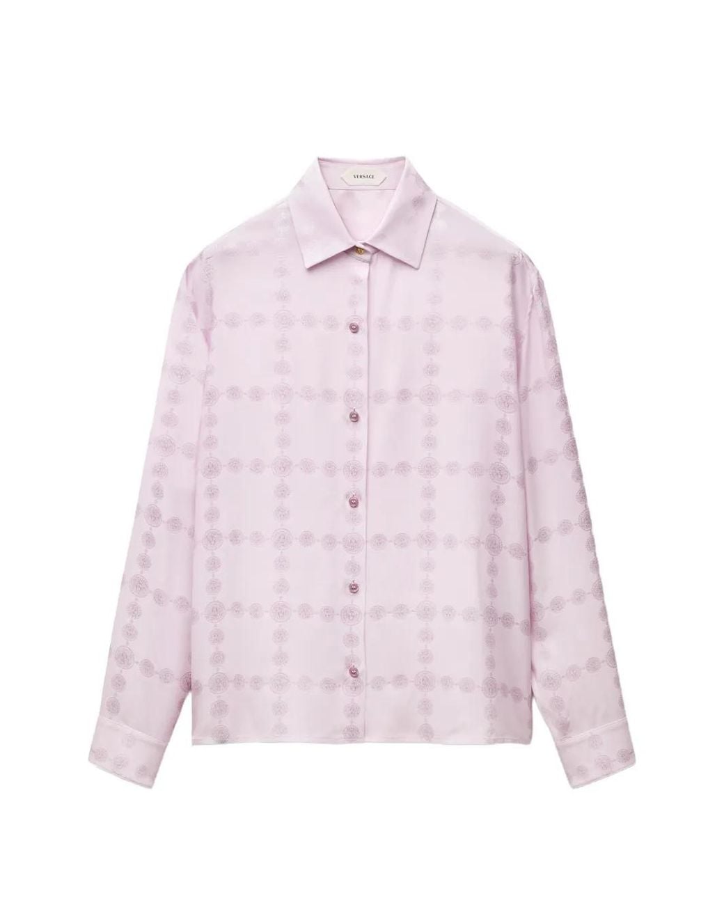 Versace Pink Jacquard Silk Crêpe Satin Shirt