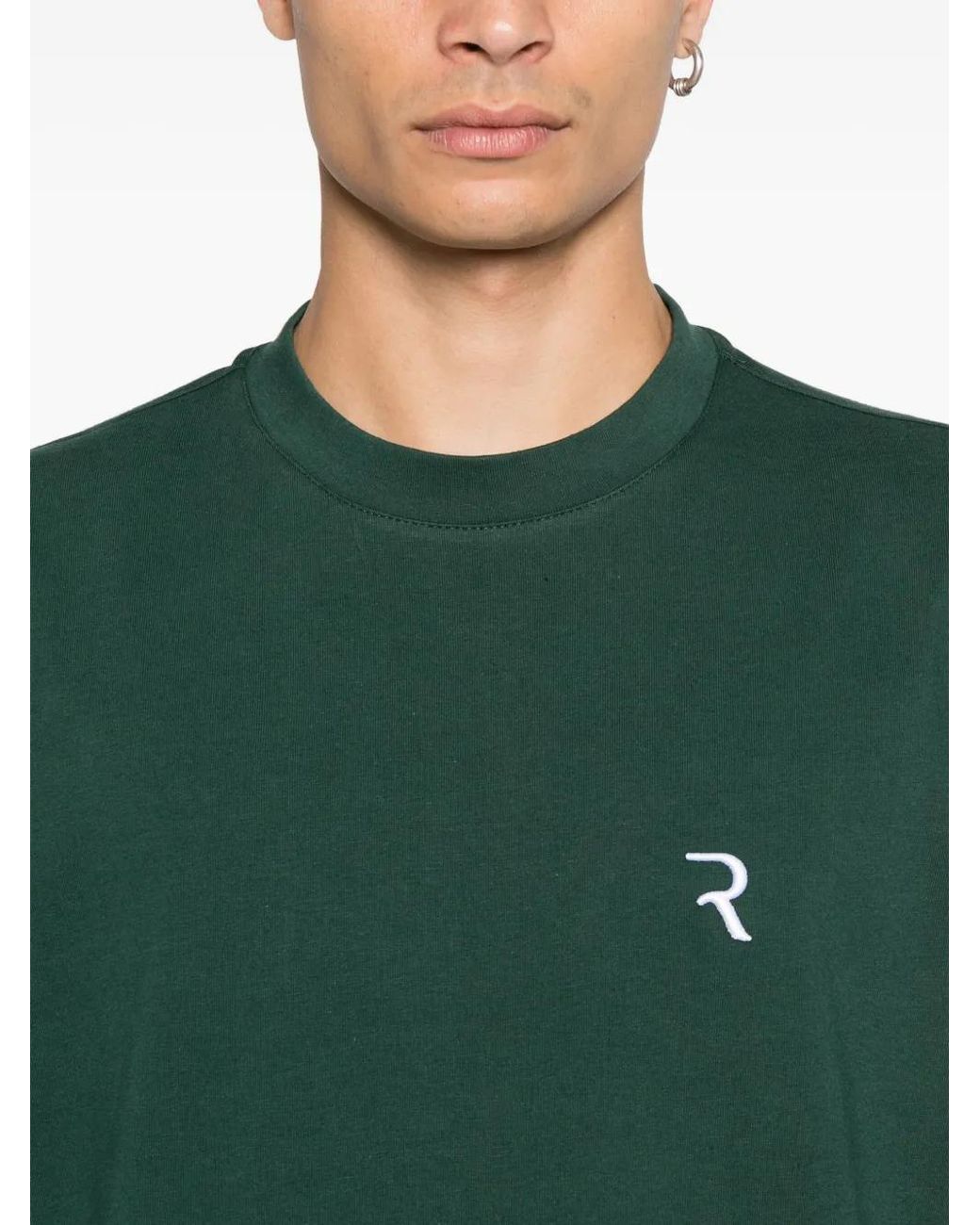 Rhun Green Logo-Embroidered T-Shirt for men