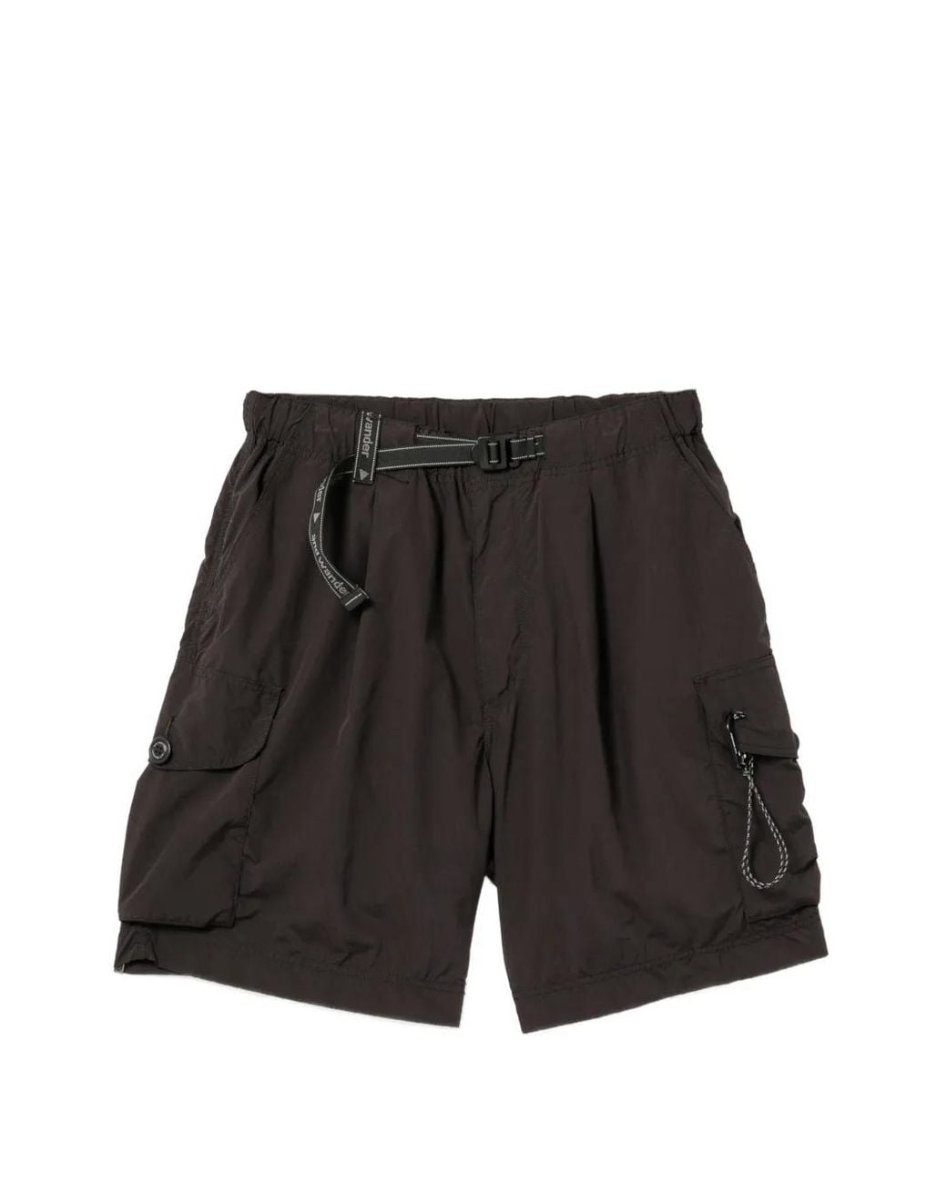 And Wander Black Cargo Pocket Shorts for men