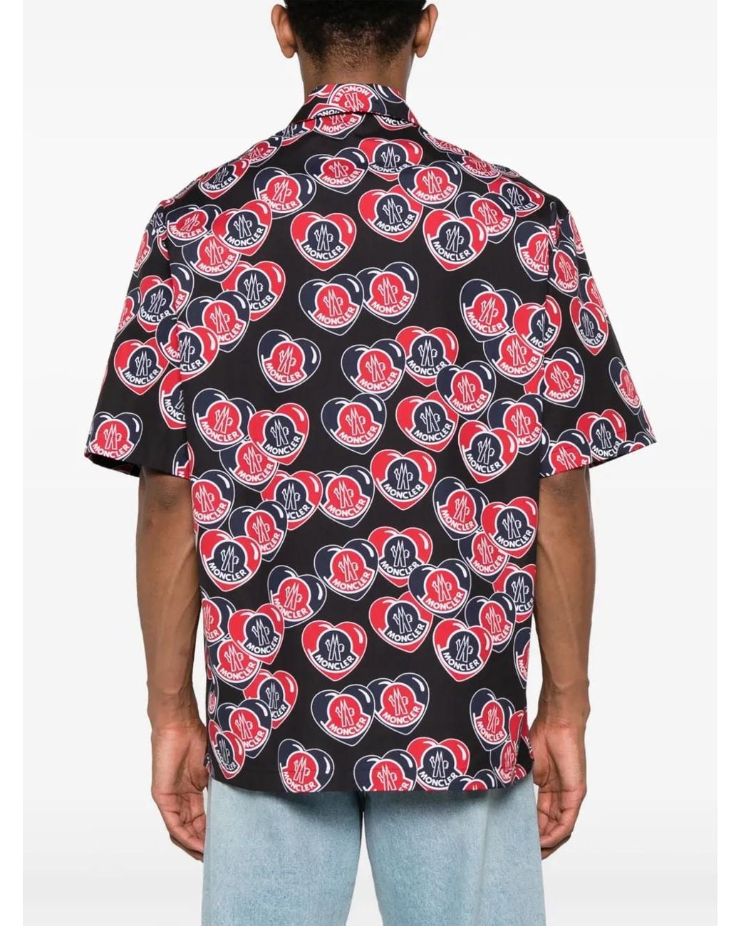 Moncler Red Printed Cotton Shirt for men