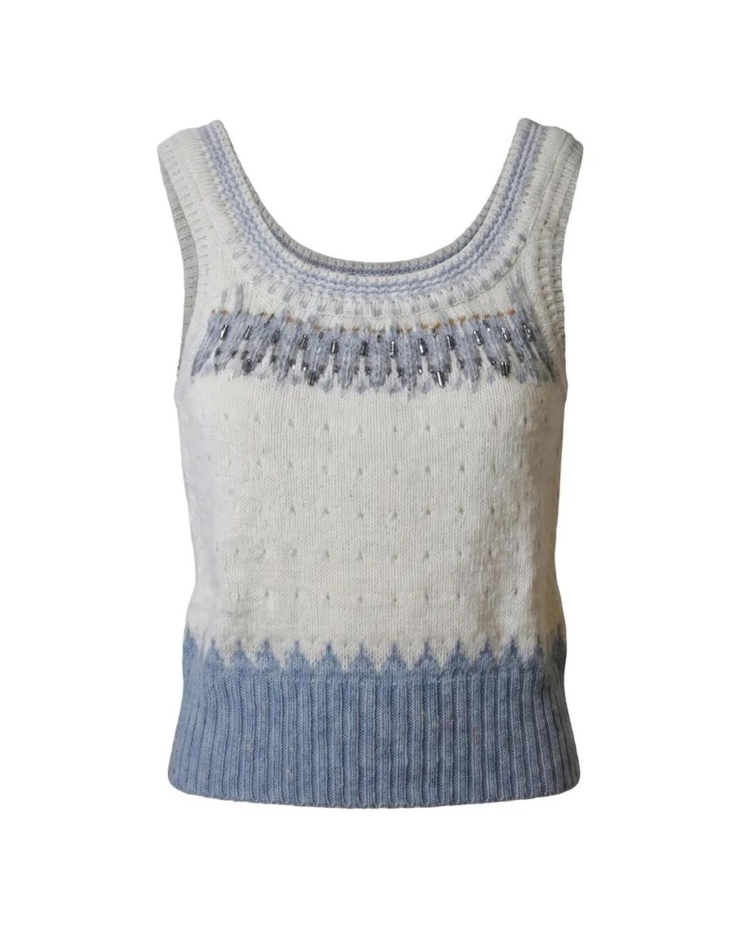 Ermanno Scervino Gray Bead-Embellished Top