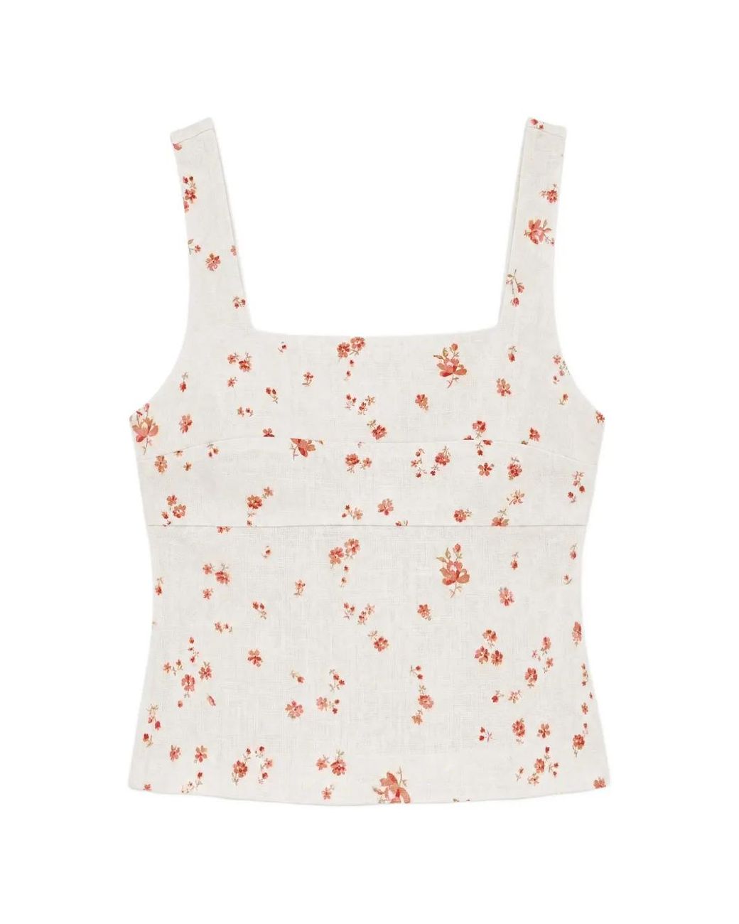 Reformation White Clarence Floral-Print Top
