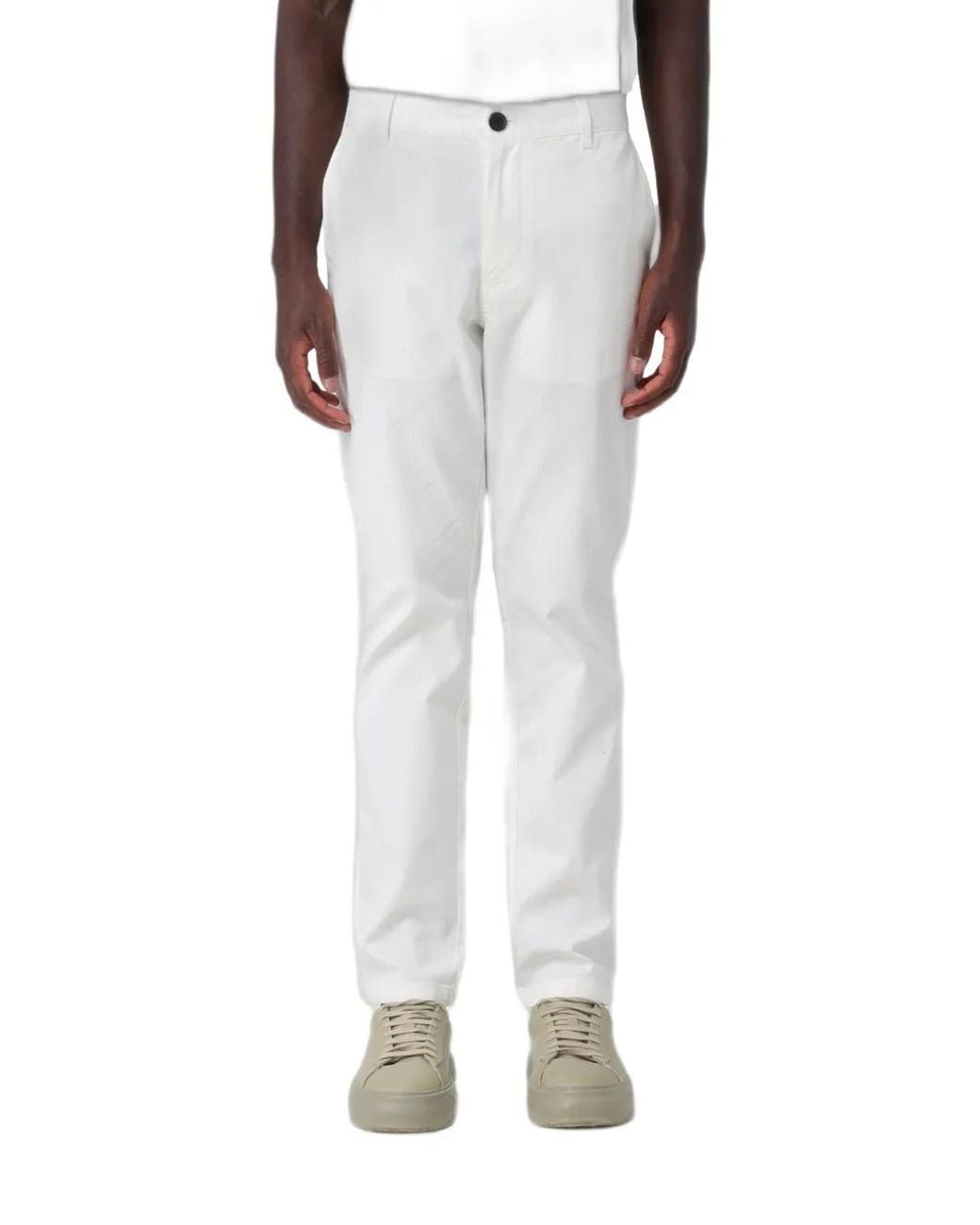ARMANI EXCHANGE White Button-Fastening Trousers for men