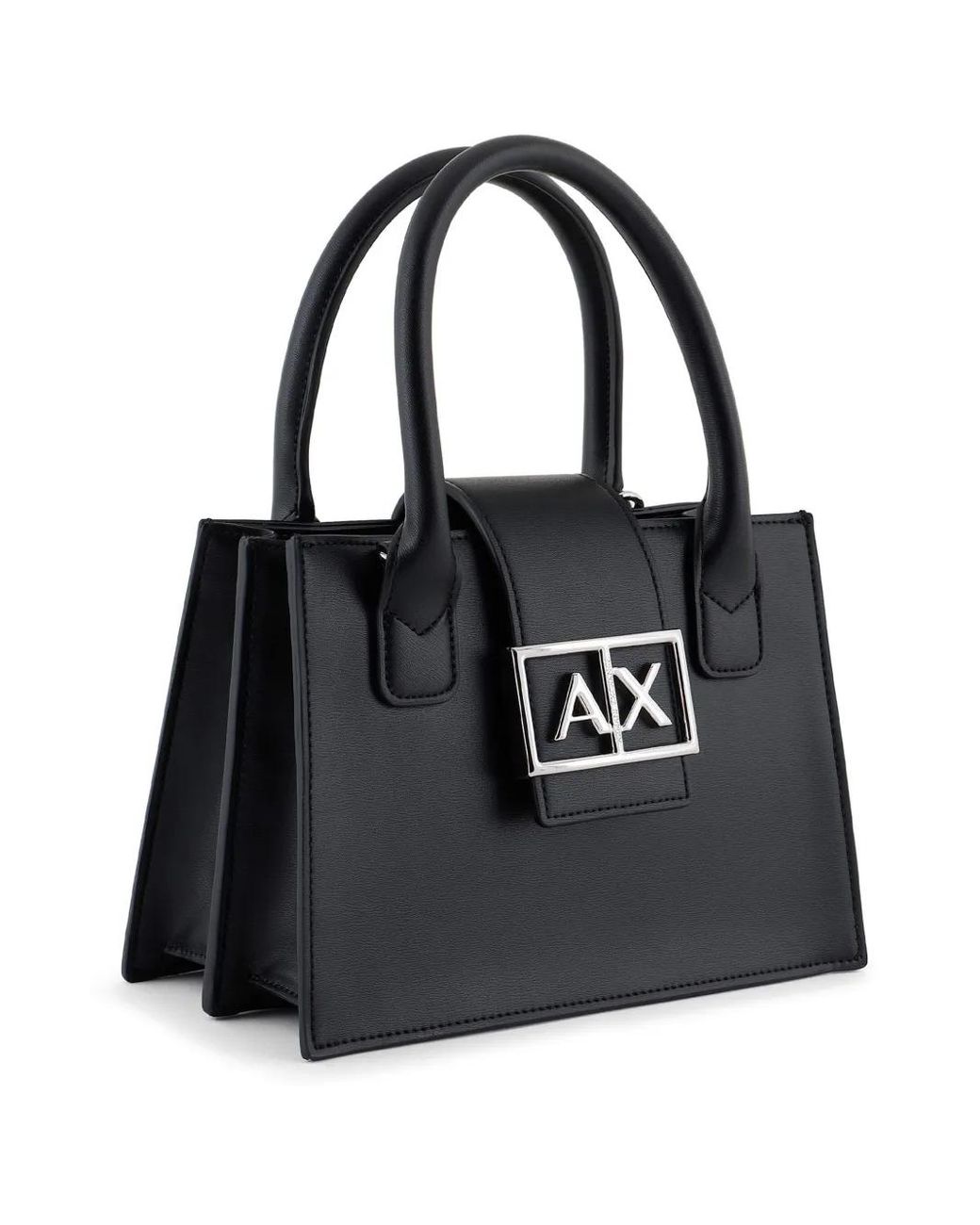 ARMANI EXCHANGE Black Logo-Plaque Tote Bag