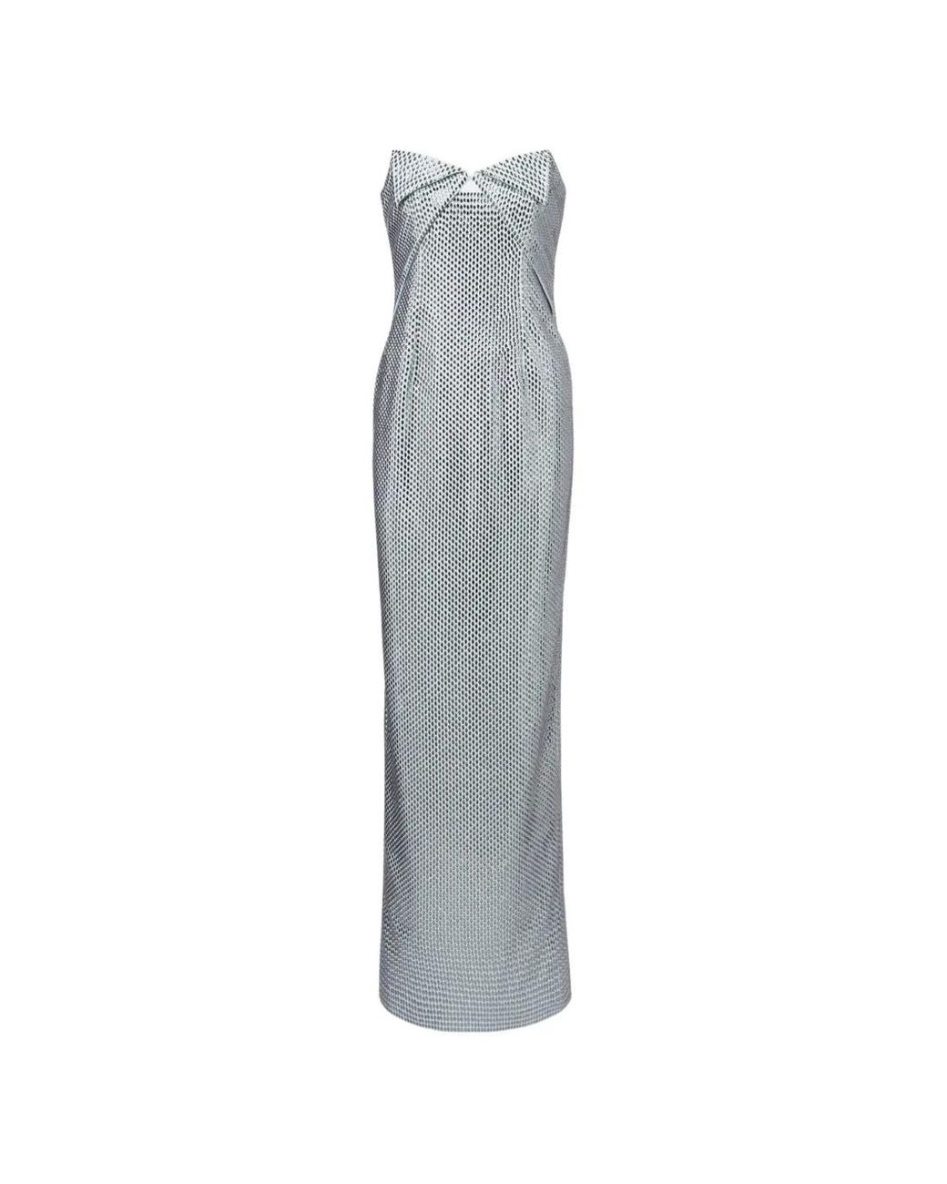 Roland Mouret White Origami-Drape Diamante Maxi Dress