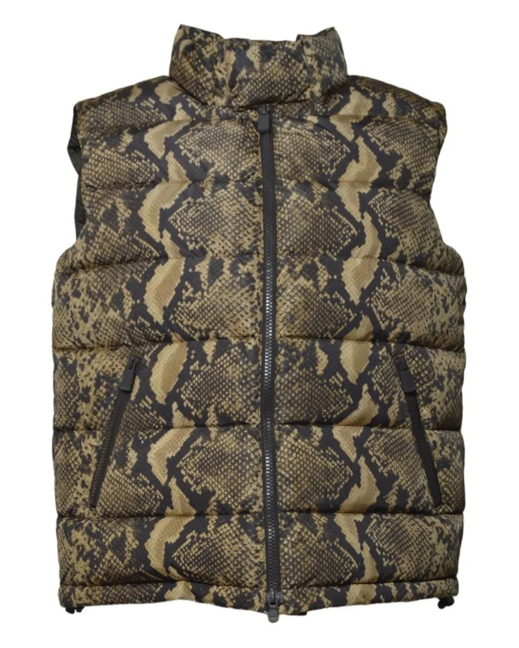 Aspesi Green Zip-Up Snake-Print Gilet