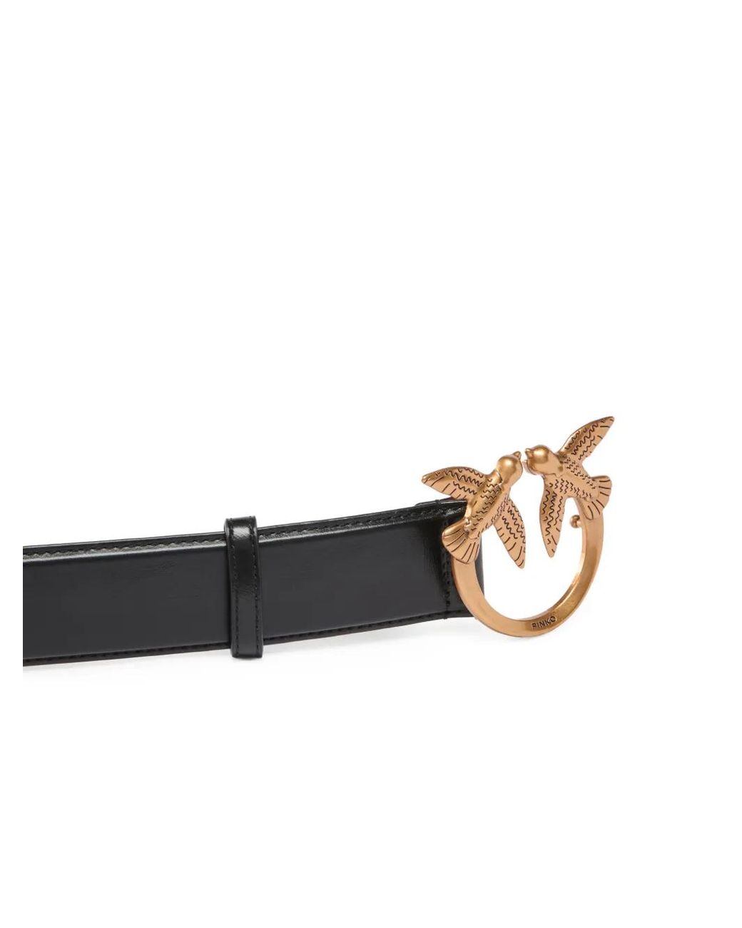 Pinko White Leather Belt With Love Birds Buckle 4Cm