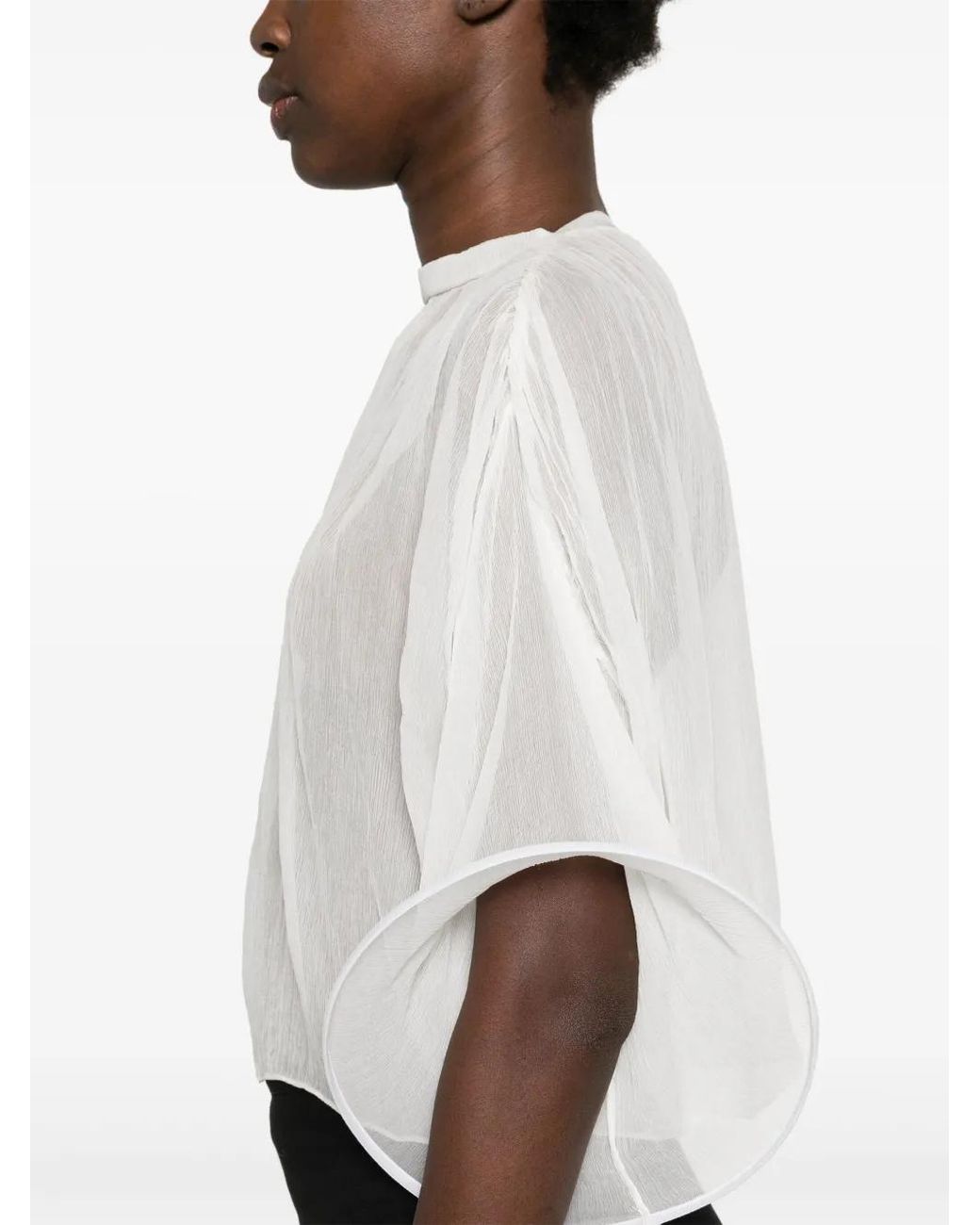 Atu Body Couture White Structured-Cuffs Blouse