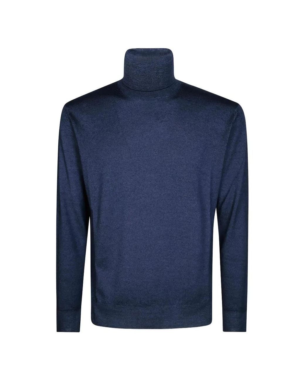 Altea Blue Dolcevita Merino Rasata Roll-Neck Wool Sweater for men