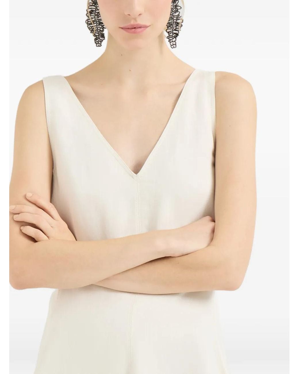 Brunello Cucinelli White Twill Mini Dress