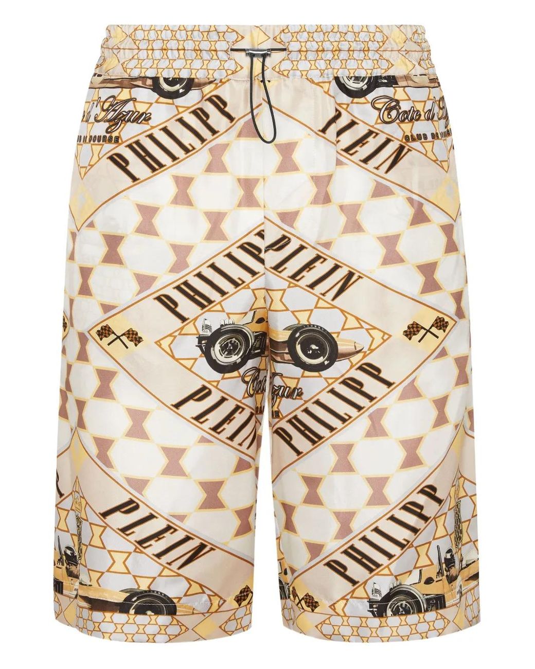 Philipp Plein Natural Cool Kid Cut Printed Silk Shorts for men