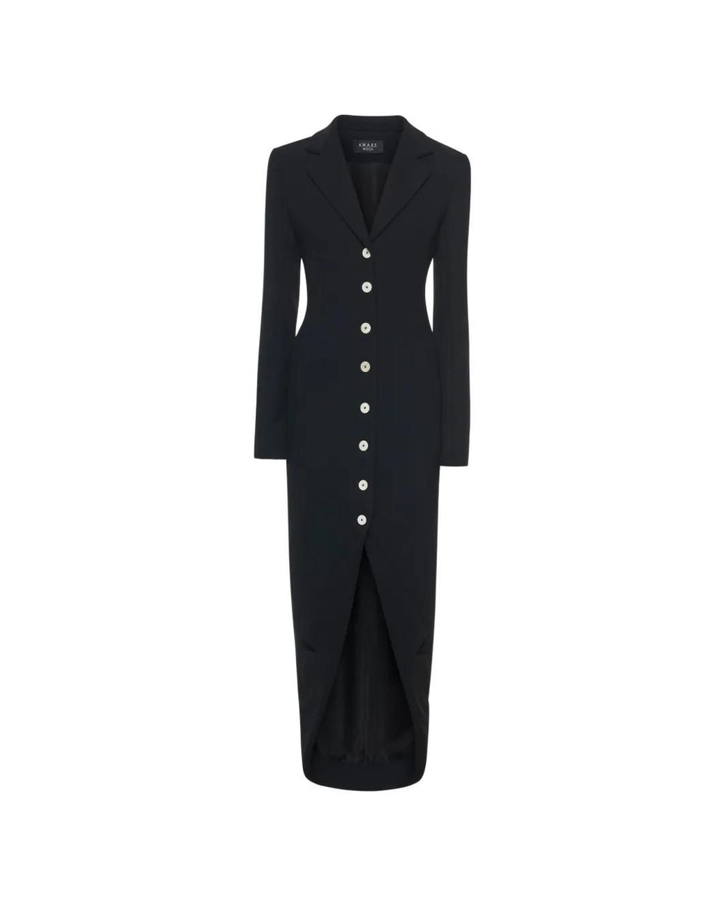 A.W.A.K.E. MODE Black V-Neck Asymmetric Midi Dress