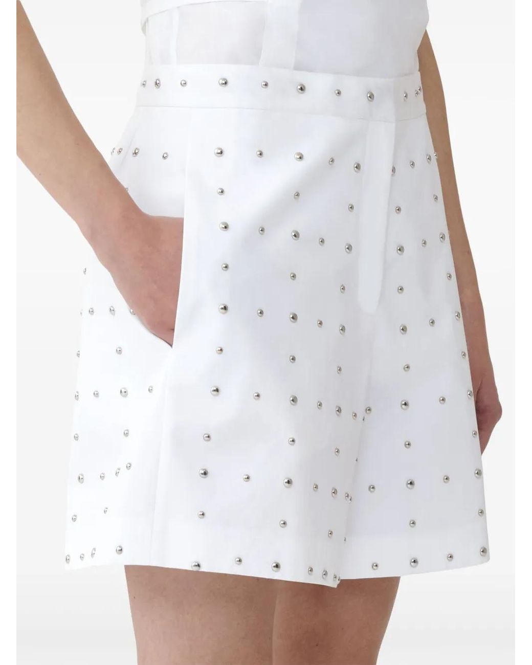 Fabiana Filippi White Stud-Detail Tailored Short