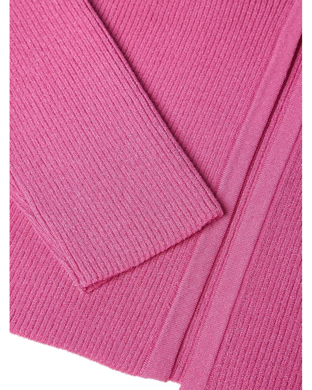 Versace Pink Safety Pin Ribbed-Knit Cardigan