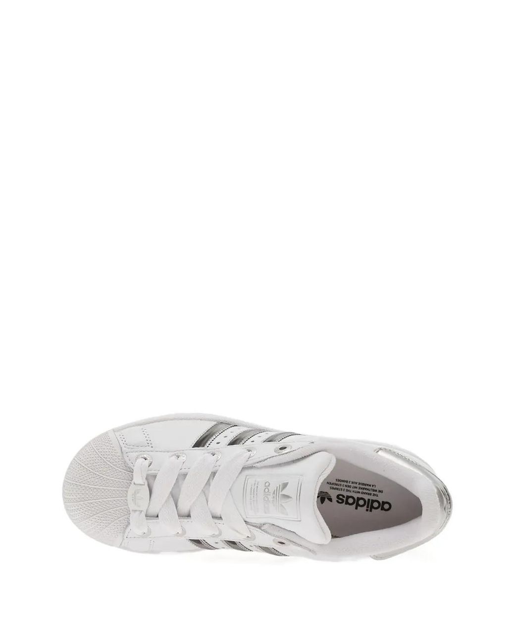 Adidas White Superstar Ii Metallic-Stripe Sneakers