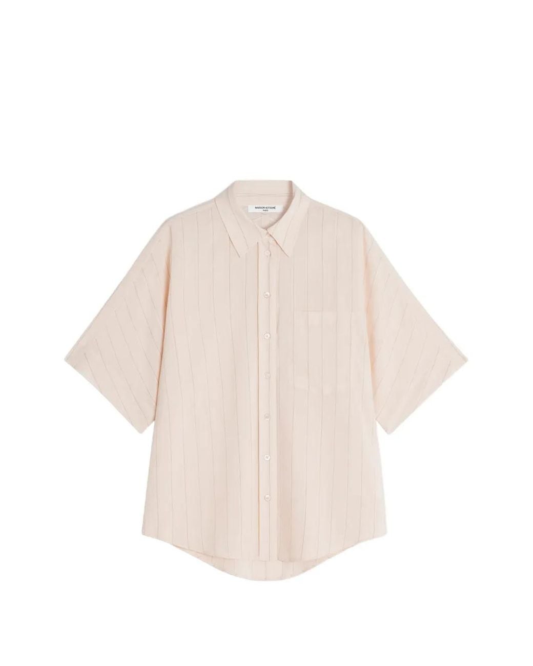 Maison Kitsuné Natural Pinstripe Short-Sleeve Shirt