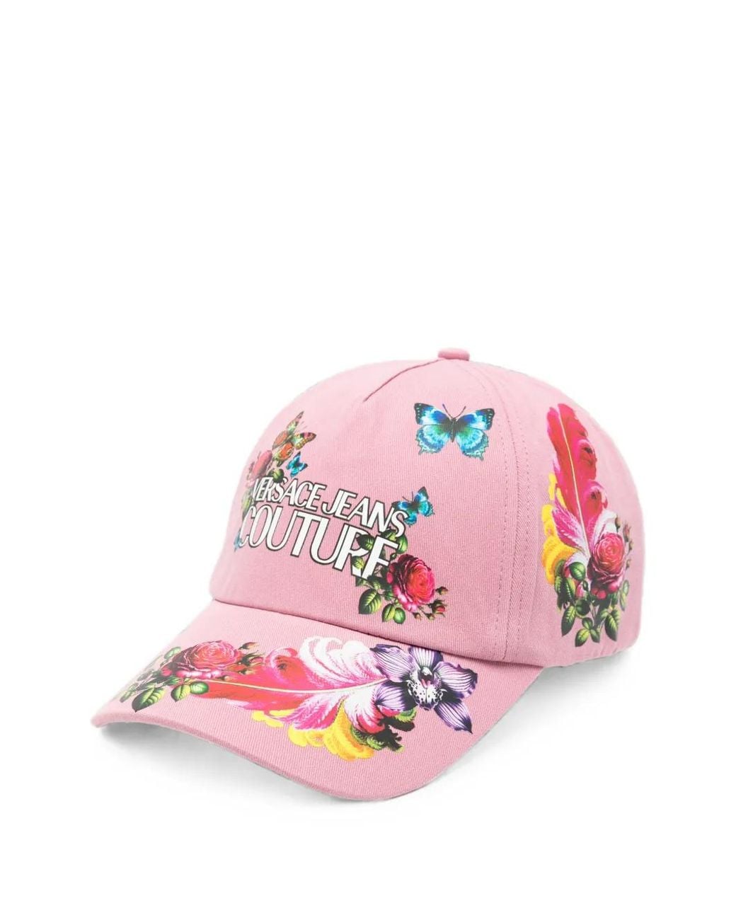 Versace Jeans Couture Pink Butterfly-Print Logo-Patch Baseball Cap