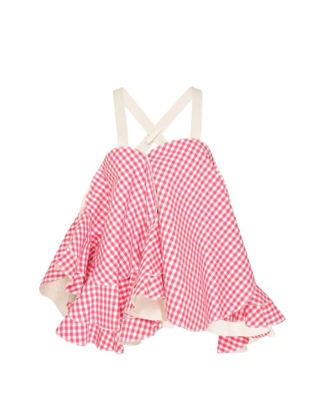 Comme des Garçons Pink Gingham-Check Ruffled Top