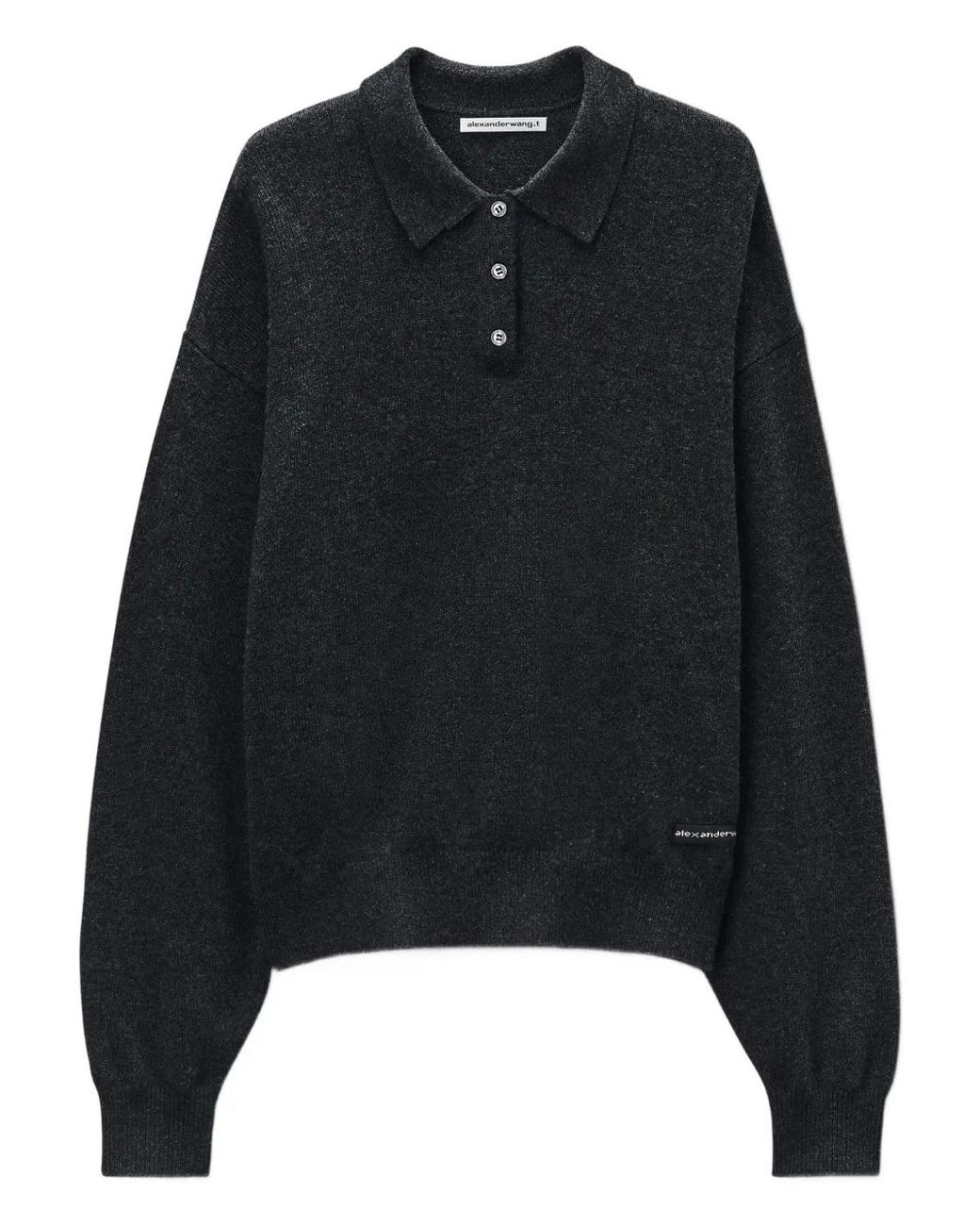 Alexander Wang Black Logo-Patch Polo Shirt