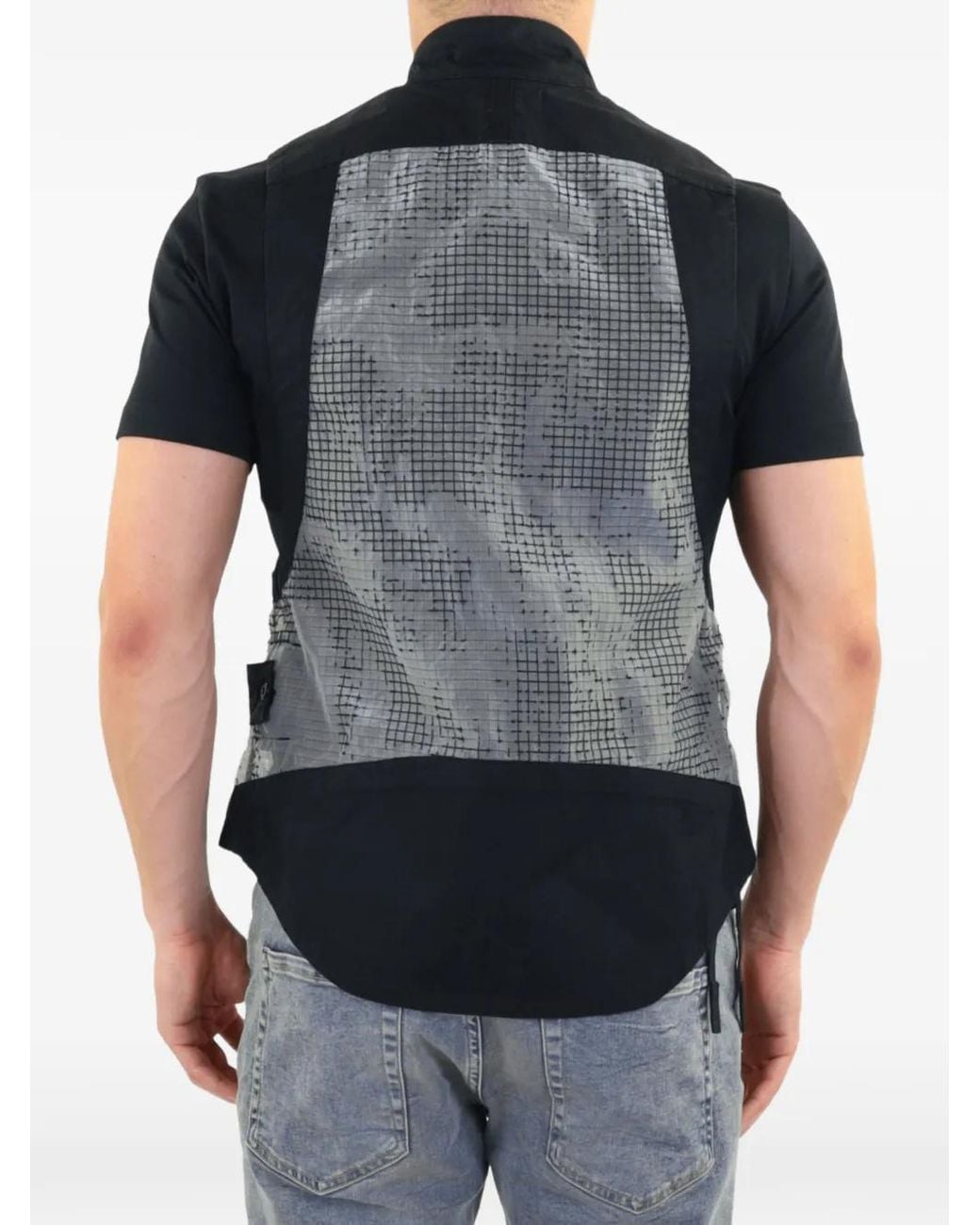Stone Island Black Devore Waistcoat for men