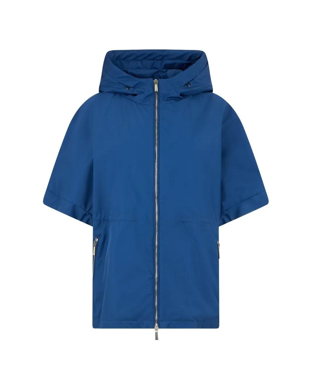 Moorer Blue Hooded Short-Sleeve Jacket