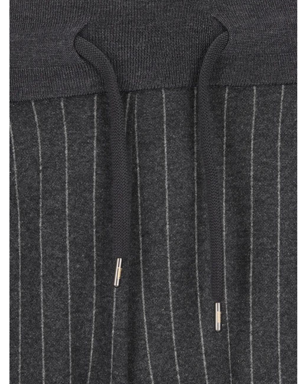 Herno Gray Pinstripe-Pattern Drawstring Trousers for men
