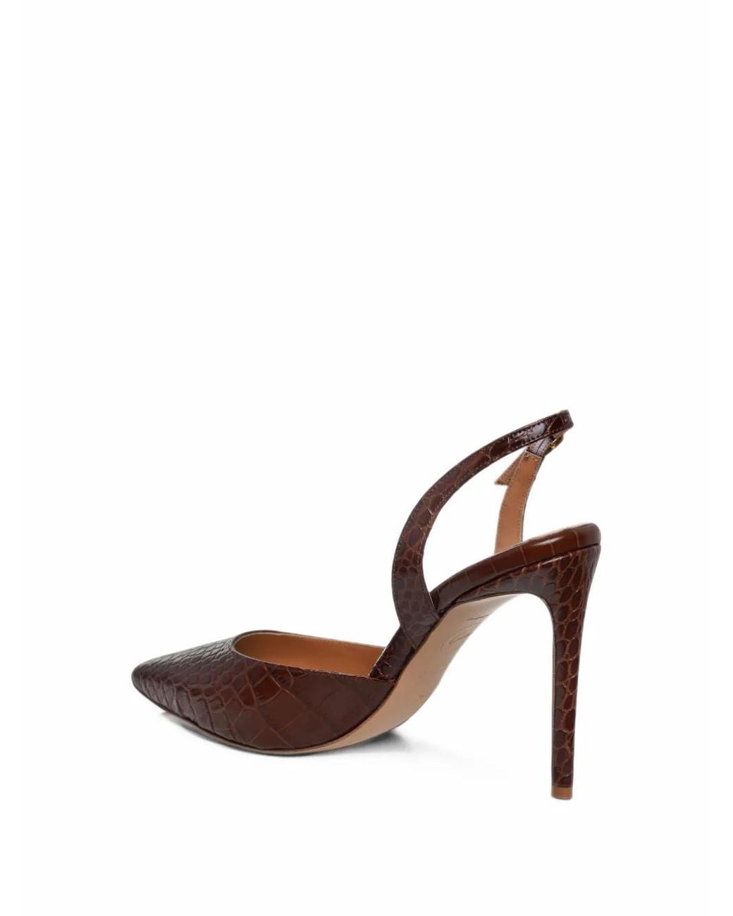 Ginissima Brown Ami Crocodile-Effect Slingback Pumps