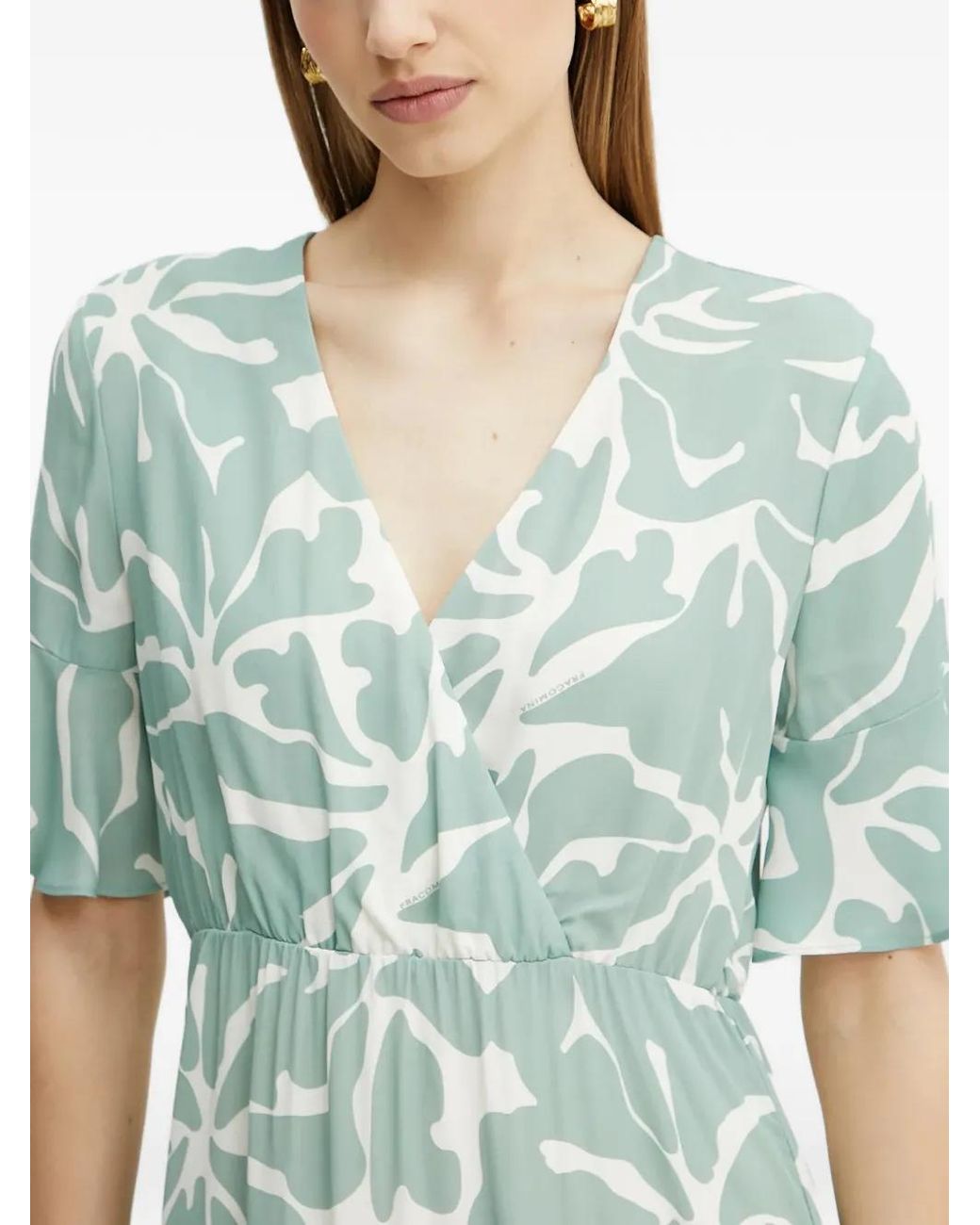 Fracomina Green Ruffled Tiered Dress