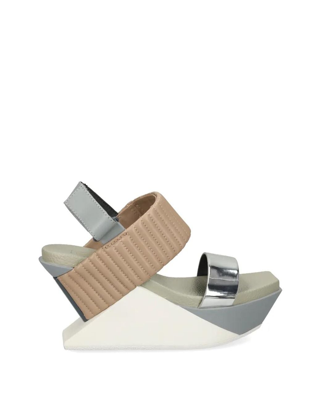 United Nude White Delta Wedge Puffier Quilted Metallic Sandals