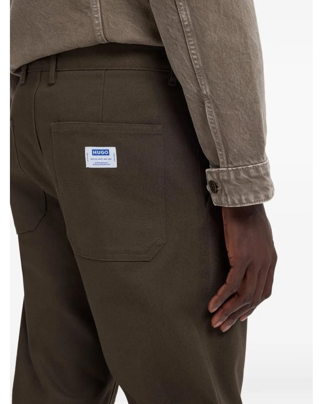 HUGO Gray Back-Patch Trousers for men