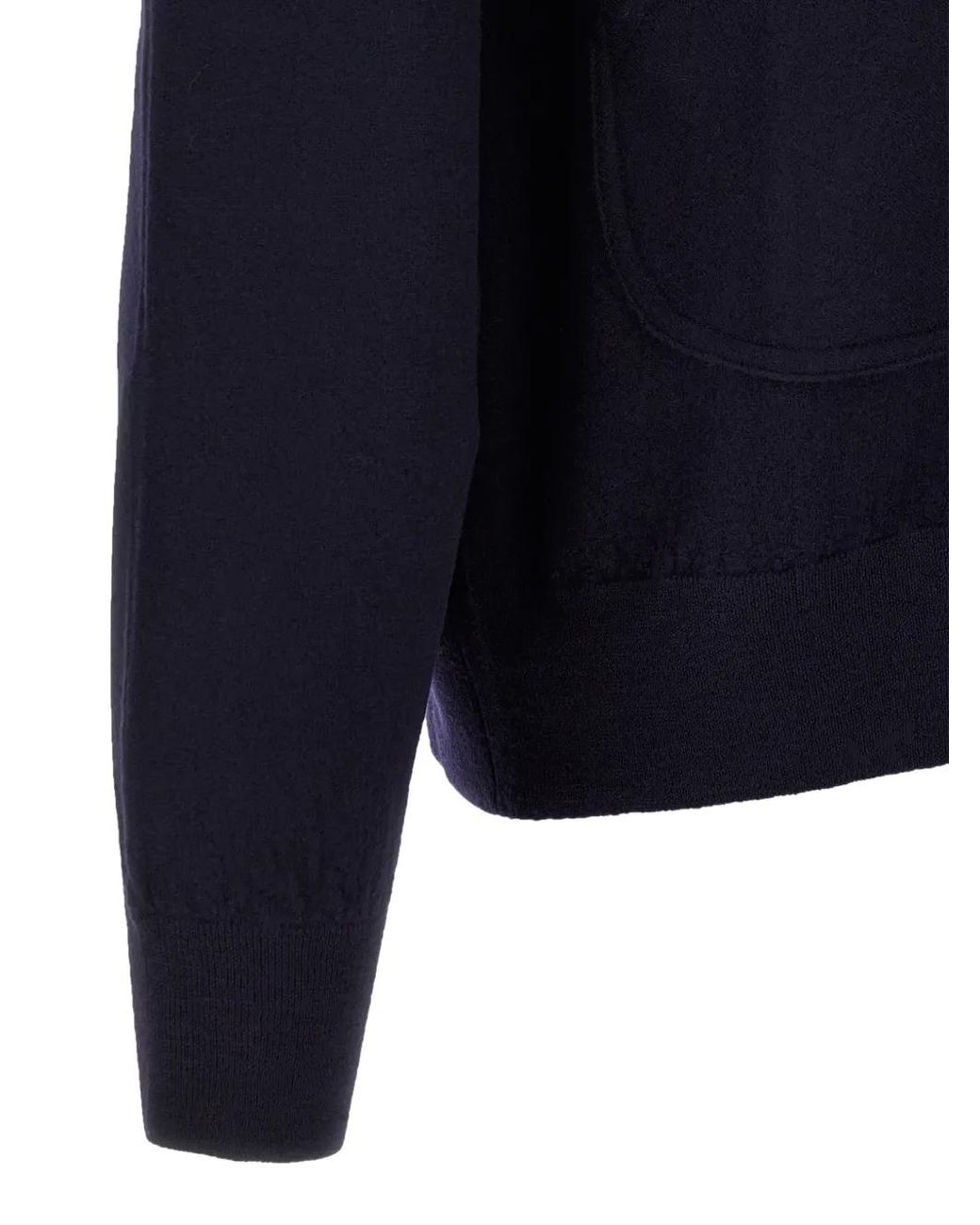 Oliver Lattughi Blue Merino-Wool Zip-Up Sweater for men