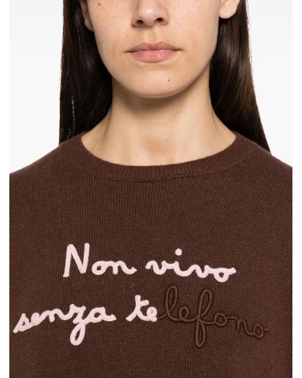 Mc2 Saint Barth Brown Embroidered Sweater