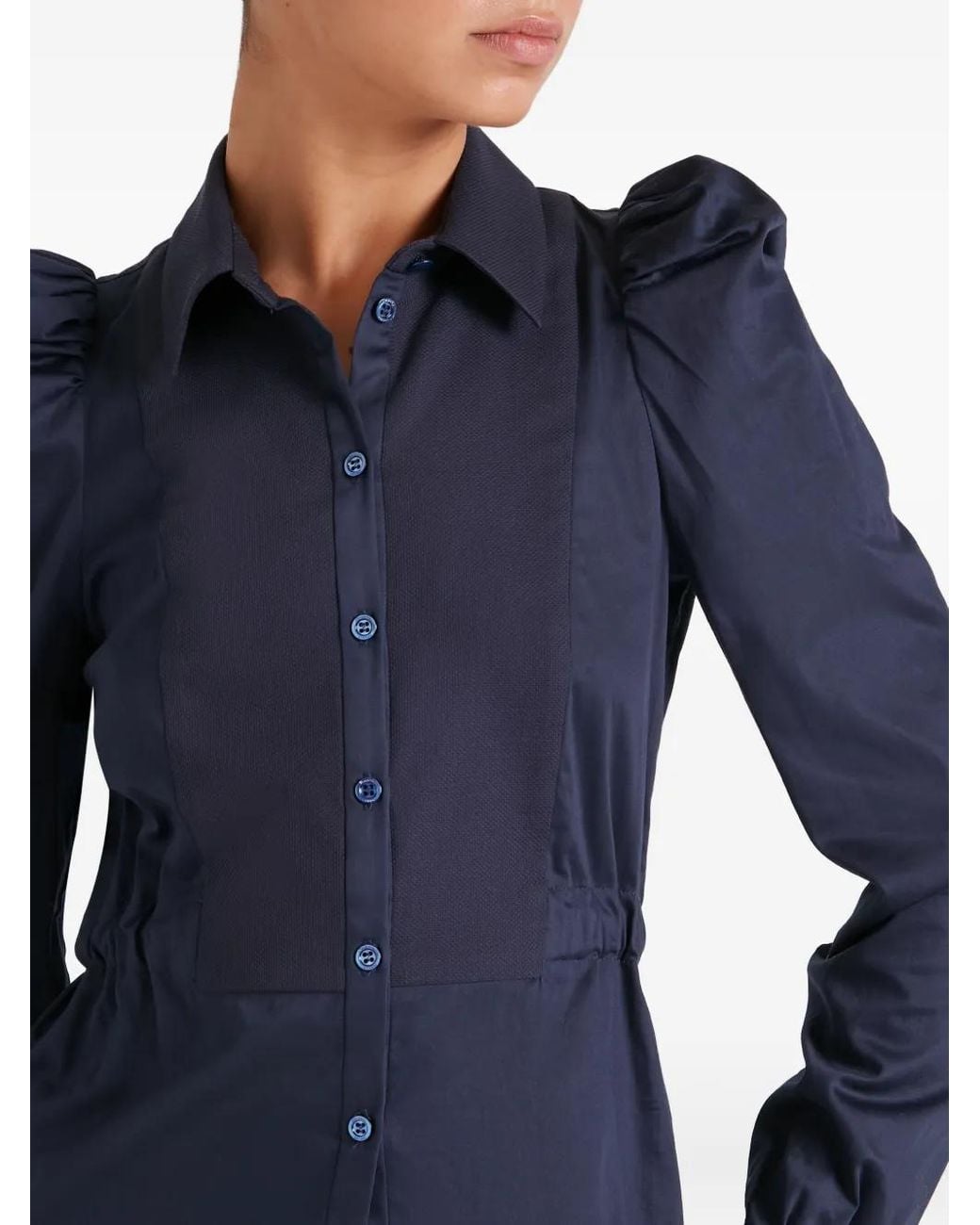 Temperley London Blue Puff-Sleeve Button-Fastening Shirt