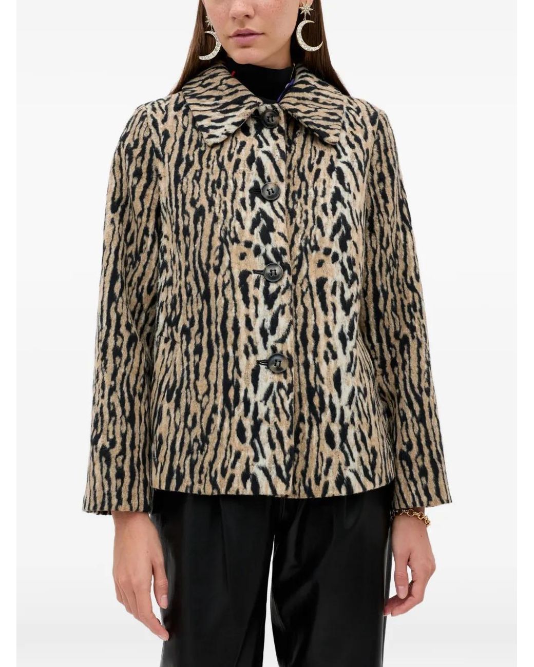 Rixo Brown Tommie Leopard-Print Single-Breasted Jacket