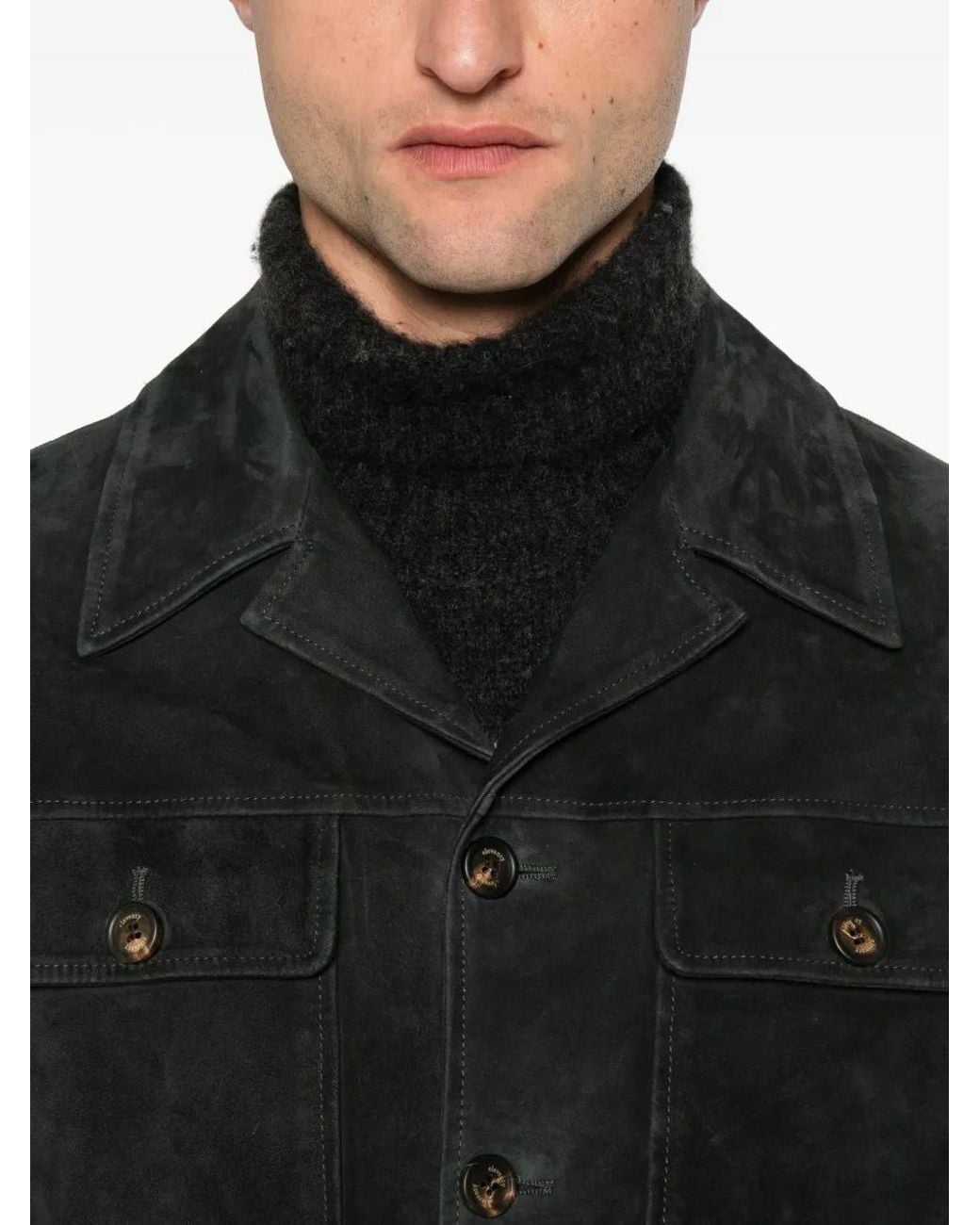 Eleventy Black Buttoned Flap-Pockets Jacket for men