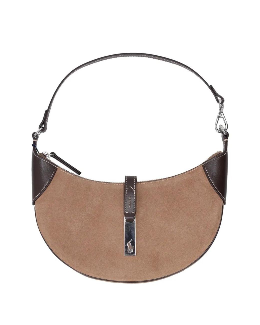 Polo Ralph Lauren Brown Mini Polo Id Suede Shoulder Bag