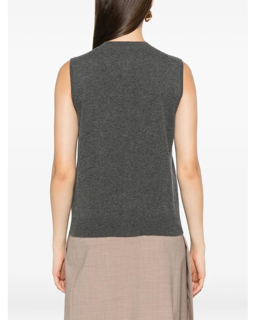 Fabiana Filippi Gray Button-Fastening Sleeveless Cardigan