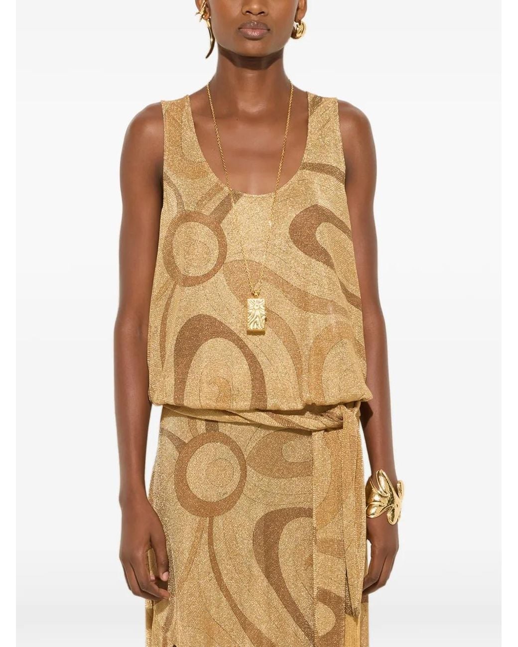 Emilio Pucci Natural Marmo-Print Voile Top