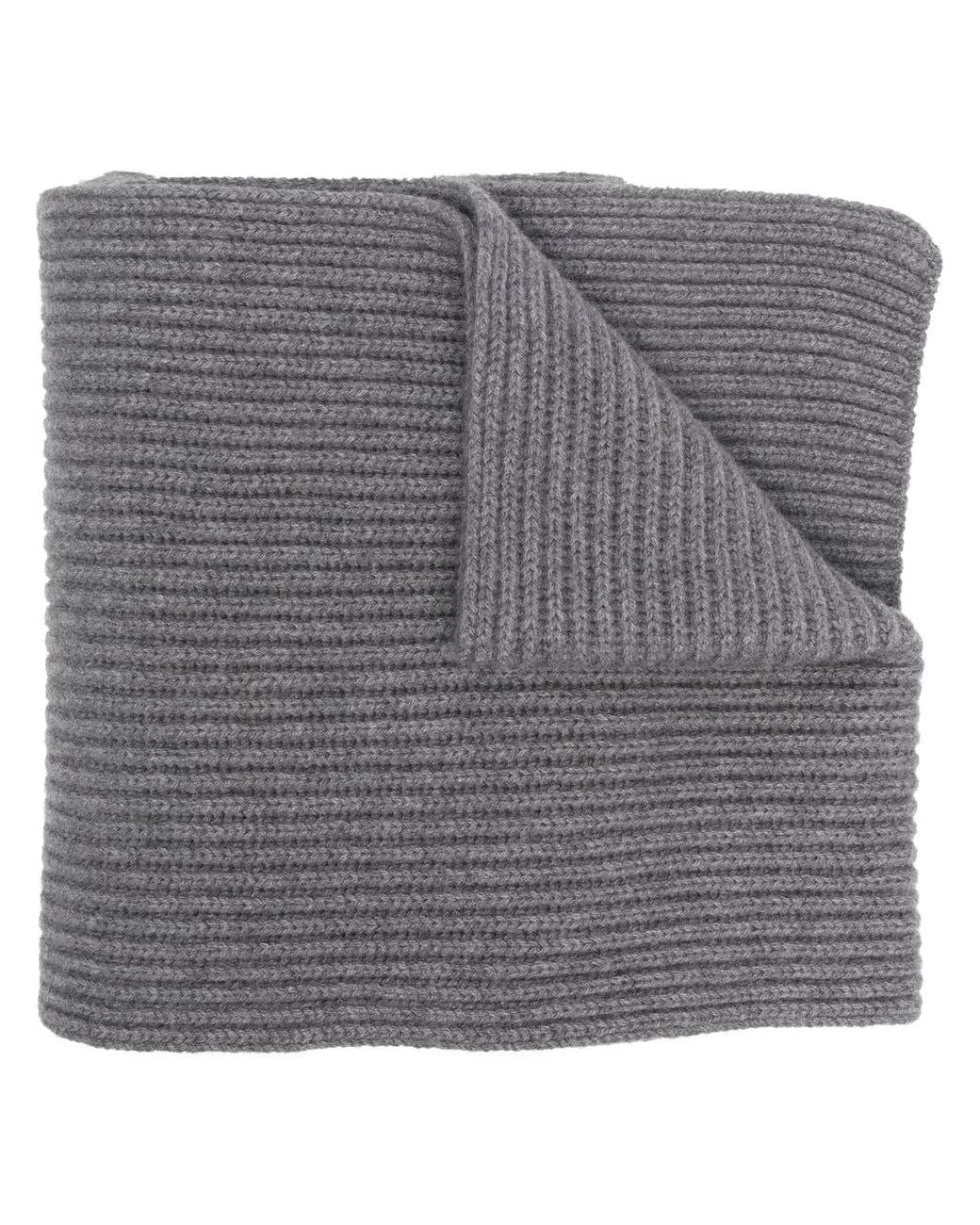 Malo Gray Ribbed Cashmere Scarf for men