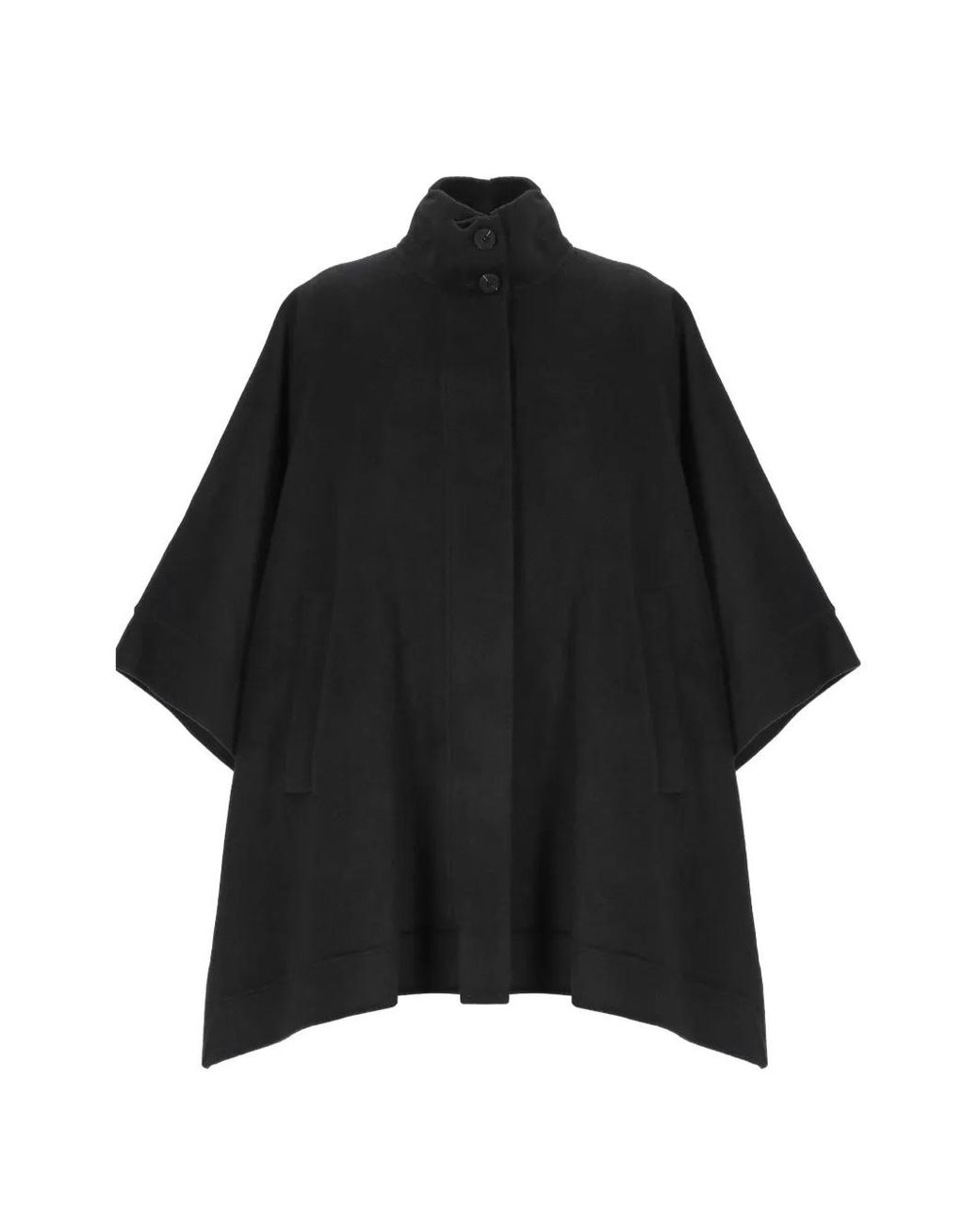 Ecoalf Black Asturia High-Neck Cape Coat