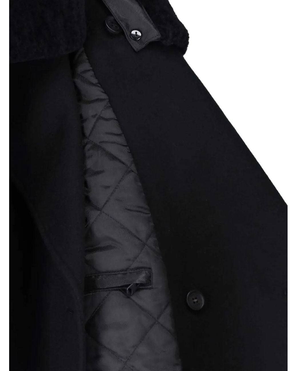 Mackage Black Shearling-Collar Double-Breasted Coat for men