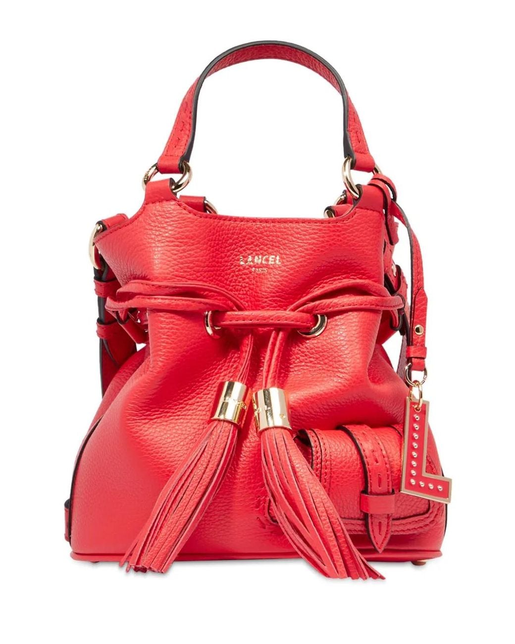 Lancel Red Small Premier Flirt Leather Bucket Bag