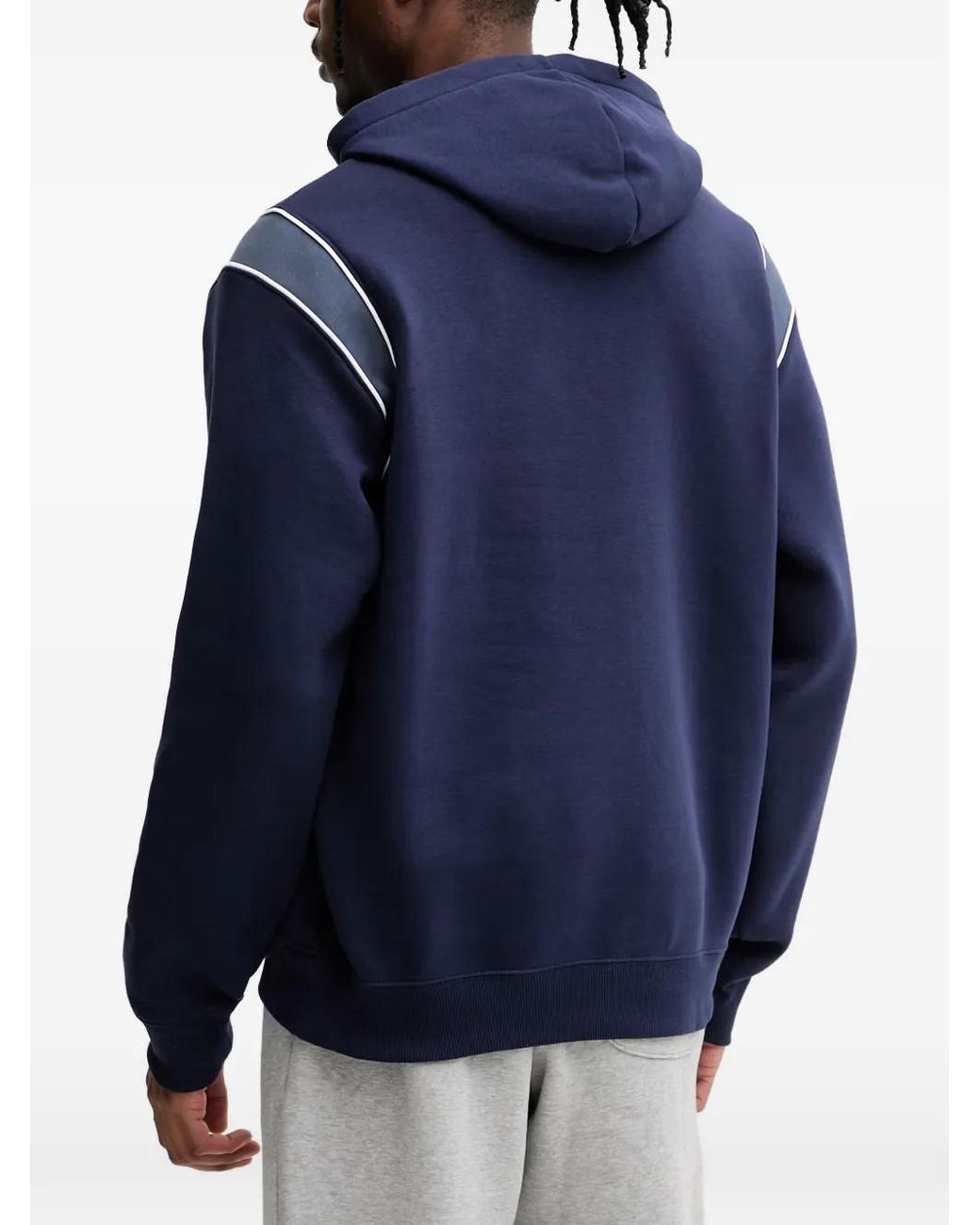 Under Armour Blue Rival Logo-Print Panelled Hoodie for men