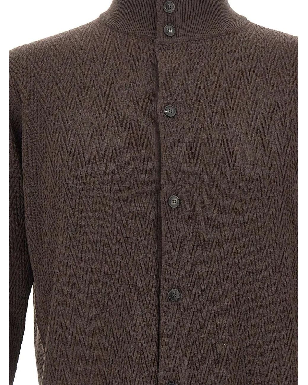 FILIPPO DE LAURENTIIS Gray Geometric-Pattern Cardigan for men